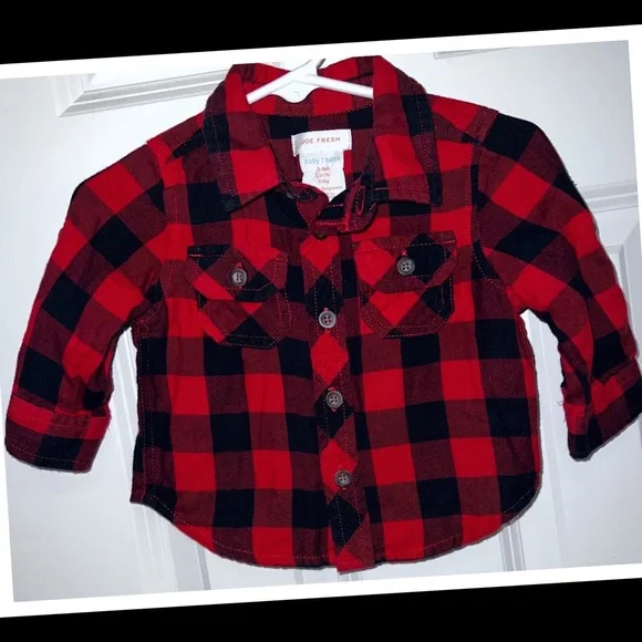 3/$20 •Joe Fresh 3-6m plaid long sleeve❣️EUC❣️ - Picture 1 of 2